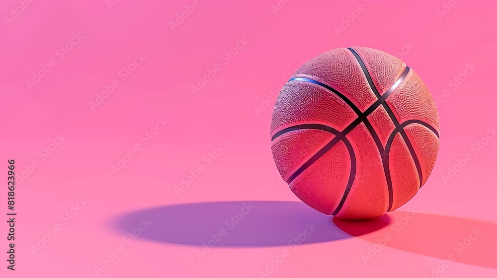 Fototapeta premium Colored basketball isolated on pink background