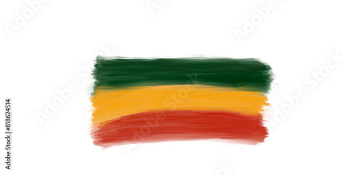 Abstract paint brush textured stripes in traditional African colors red, yellow, green. Design element for Juneteenth, Kwanzaa, Black History month. Transparent background.