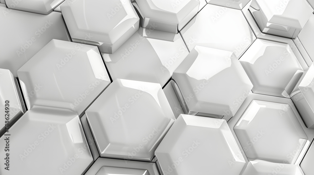 3D render of white hexagon shapes AI generated 3D render of white hexagon shapes AI generated