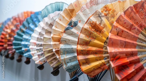 Minimalist Korean fans with traditional patterns used during a festival