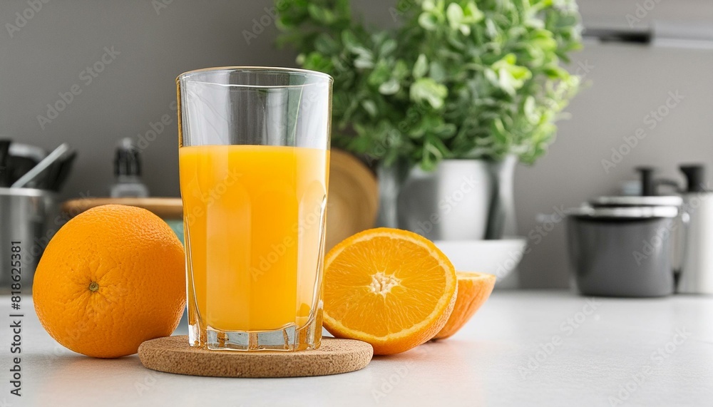 orange juice in a glass on a counter orange juice in a glass on a counter