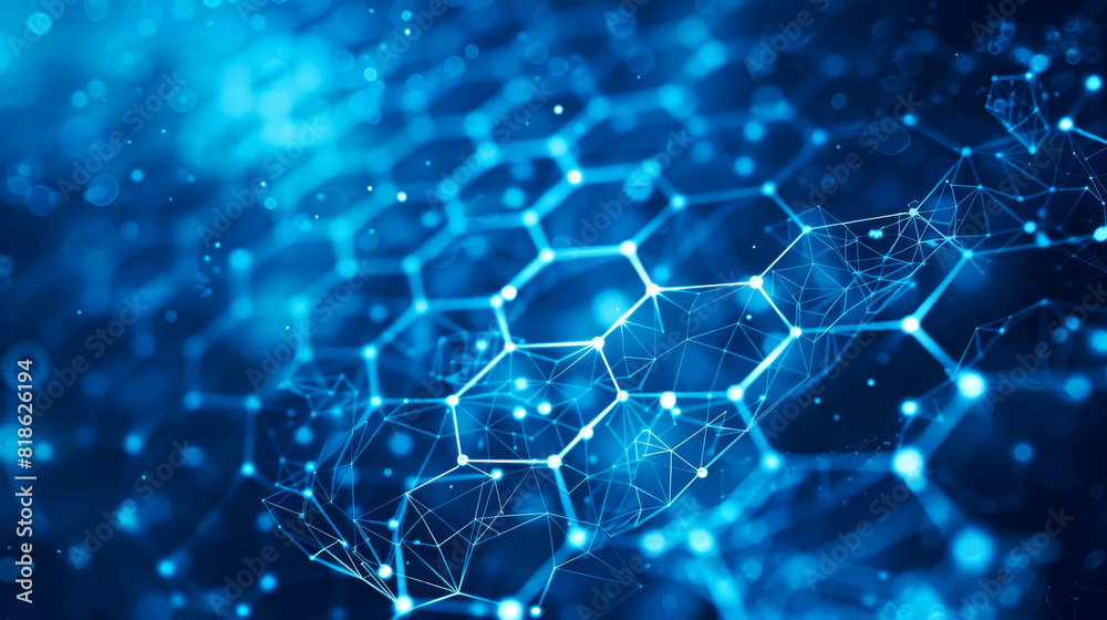 Obraz premium Blue and White Hexagonal High-Tech Network Background 
