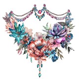 An illustration of a watercolor floral necklace