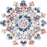 An intricate mandala design featuring a beautiful, repeating pattern of floral motifs. The colors are rich and vibrant, and the overall effect is one of beauty and symmetry.