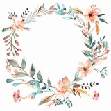 A beautiful watercolor painting of a wreath of flowers