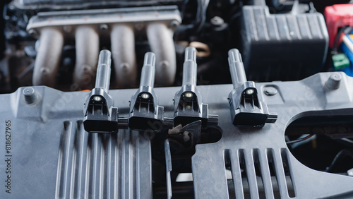 Tablou pe pânză Automotive maintenance involves checking the ignition coil to keep the automobile running smoothly and prevent machine failures