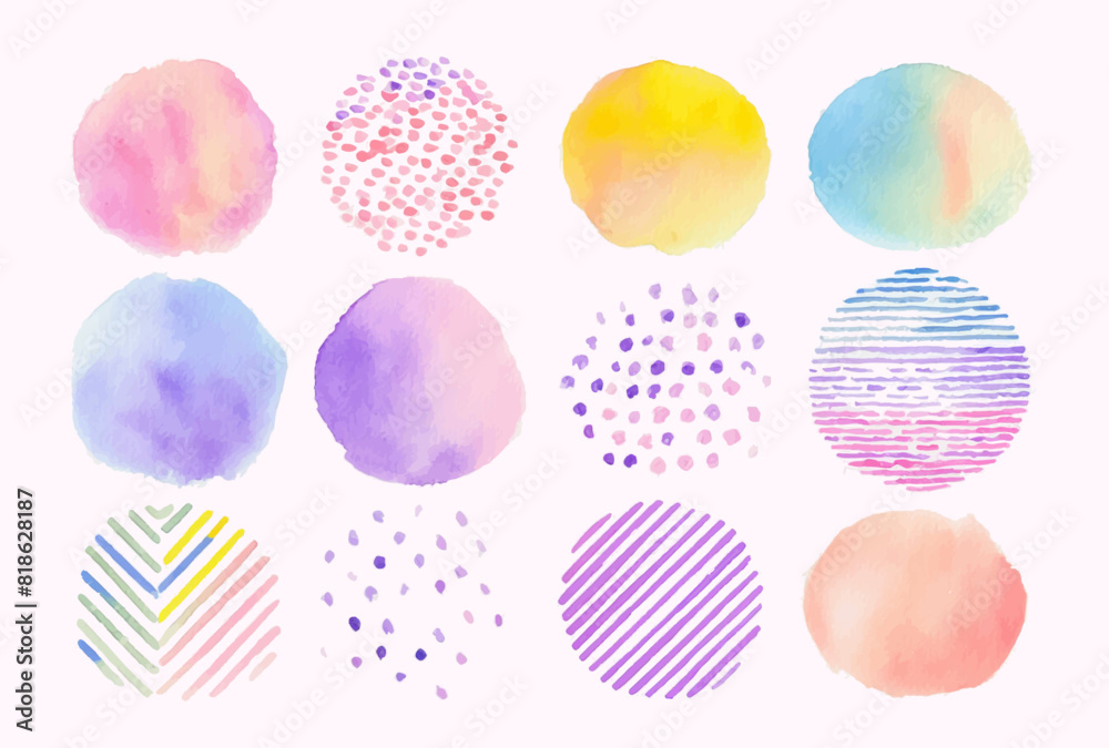 水彩で描いた丸い模様のイラスト　ふんわり・優しい