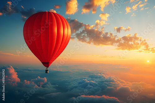 hot air balloon over sunset