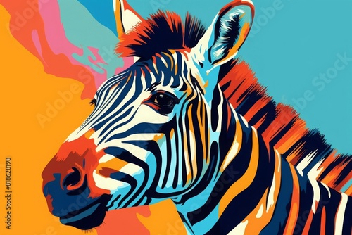 Colorful abstract zebra art  vibrant and contemporary interpretation with bold hues. Perfect for modern and artistic environments.