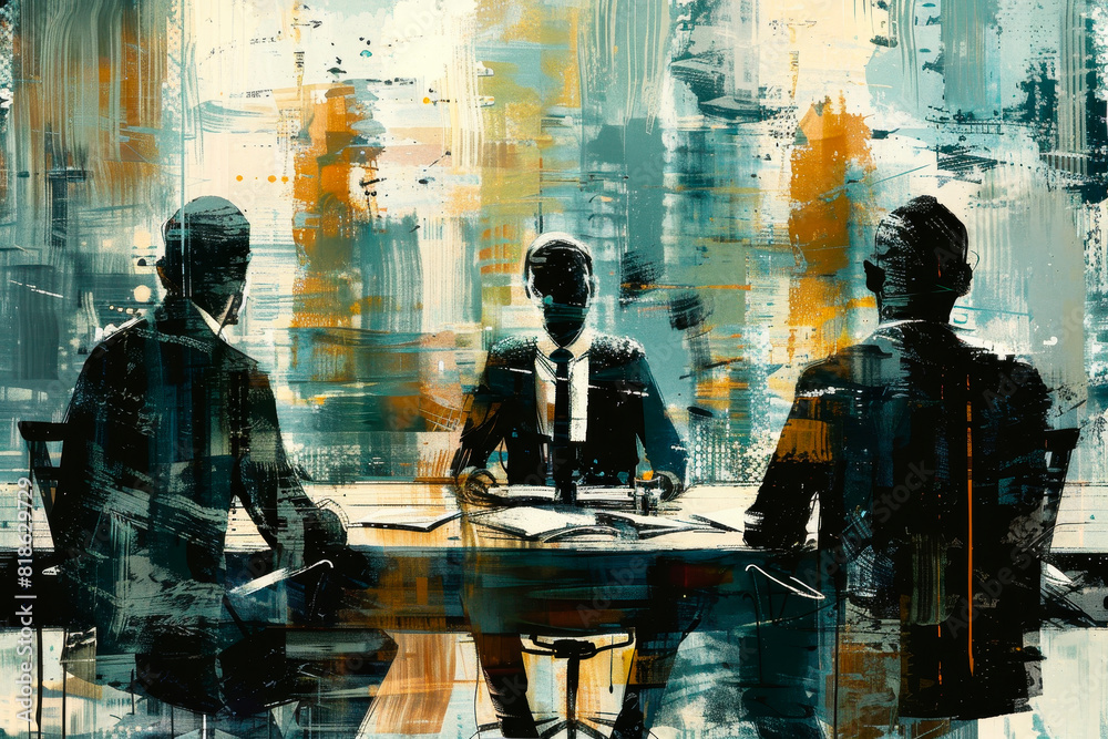 Business men  in the middle the meeting , abstract image