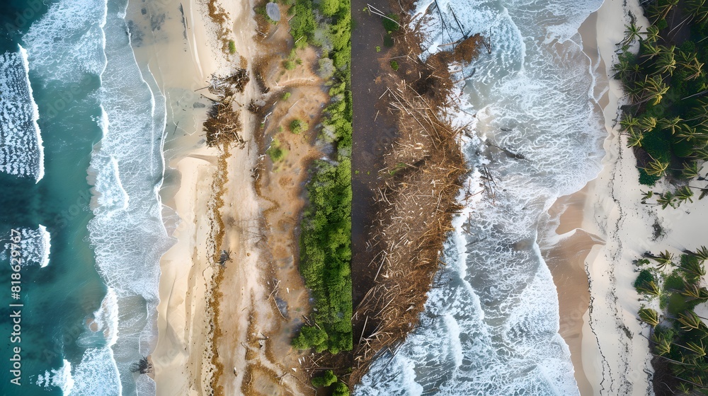 Beach before and after the storm