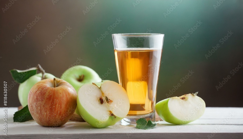 apple juice in a glass and fresh apples; healthy food apple juice in a glass and fresh apples; healthy food