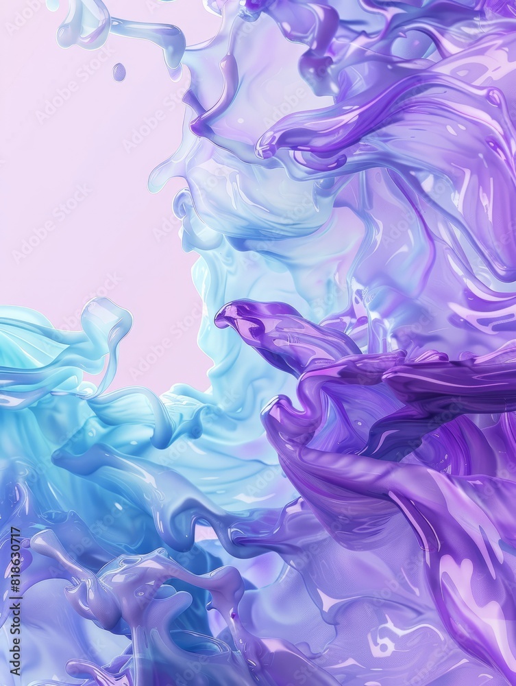 abstract ai generated background illustration of a colored floating liquid in violet and turquoise pastel colors abstract ai generated background illustration of a colored floating liquid in violet and turquoise pastel colors
