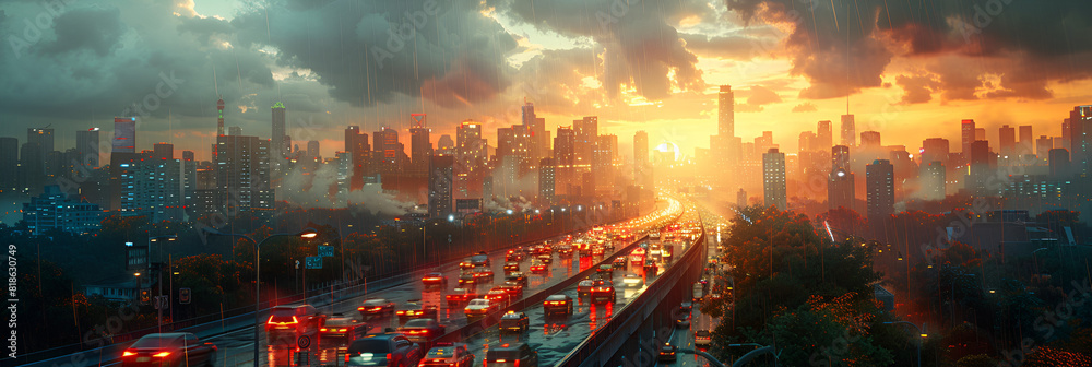 A Dynamic Scene with a Multilane Highway Lead,
A city is the city of the future.
