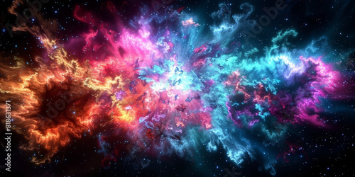  exploding nebula on dark background  Galaxy with nebula and stars in space. colorful space nebula 