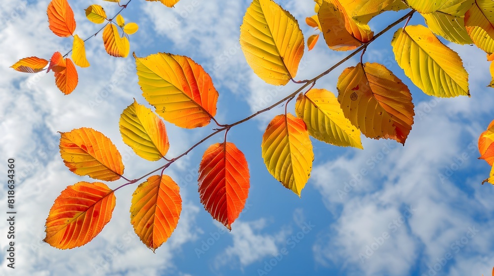 Obraz premium Vibrant autumn foliage against blue sky background