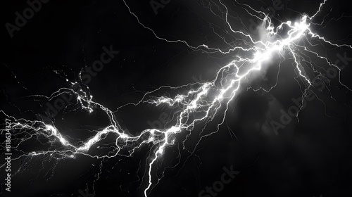 Abstract Black and White Lightning Strike