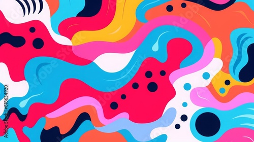 Vibrant abstract painting with bright colors and fluid shapes  perfect for modern art decor or digital design backgrounds.