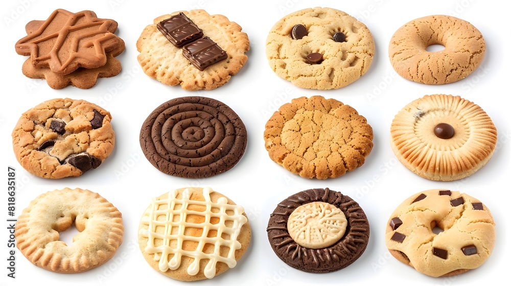 Set of different cookies isolated on white background Set of different cookies isolated on white background