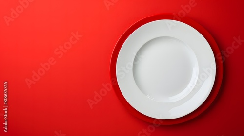 white plate on red background