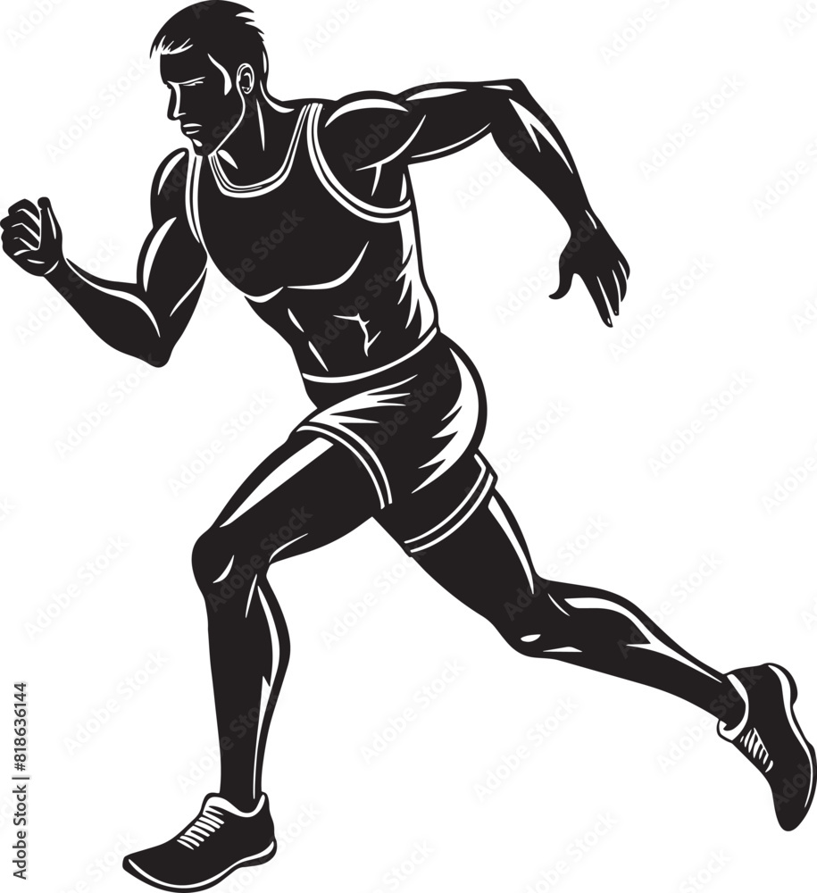 silhouette of a running person isolated on white background