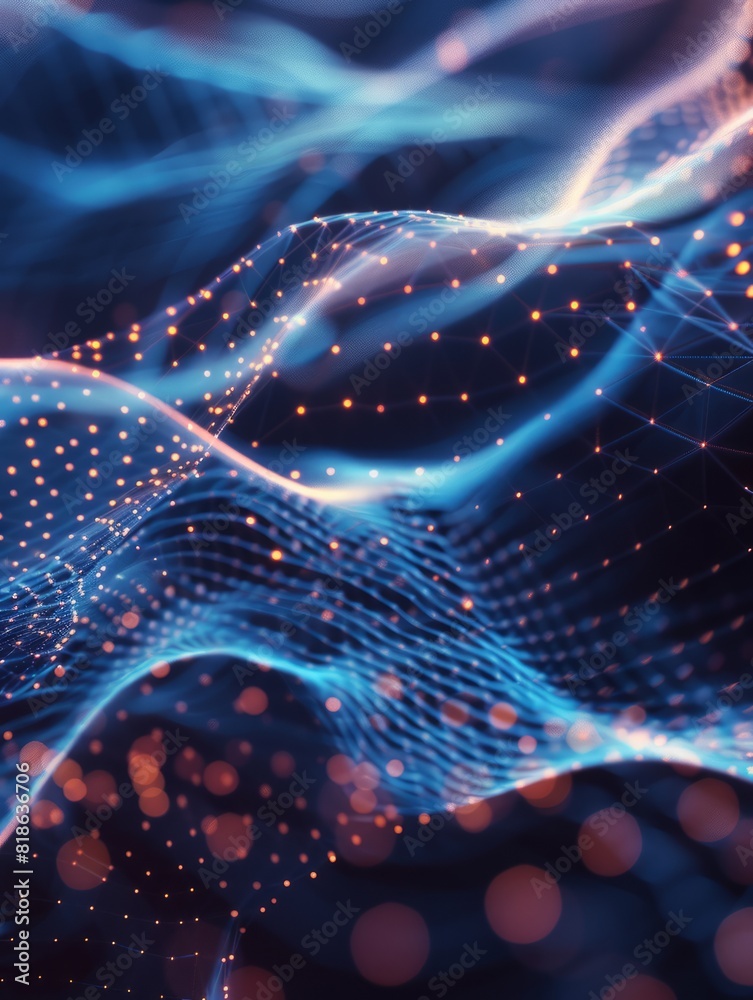 Abstract digital background. Can be used for technological processes, neural networks and AI, digital storages, sound and graphic forms, science, education, etc.