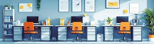A animation that displays office, integrating writing essentials and a complementary color scheme photo