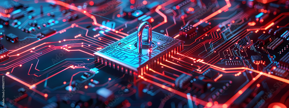 Digital Security Lock on Circuit Board Digital Security Lock on Circuit Board