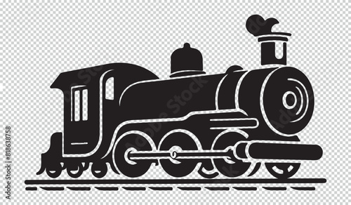 Simple locomotive silhouette, vector illustration on transparent background