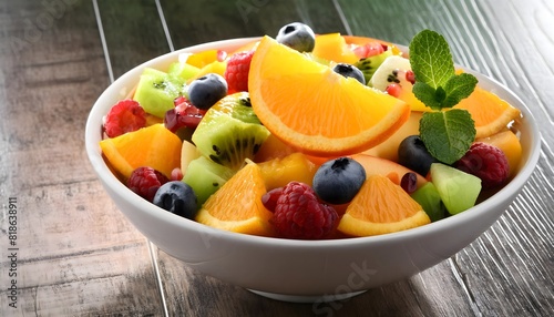 a colorful fruit salad image with oranges and other fruits