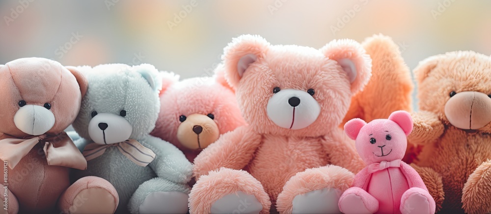 Heart shaped soft toys with copy space image