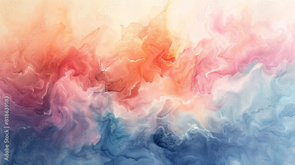 An ethereal abstract watercolor painting on canvas with soft pastel colors creating a dreamy atmosphere