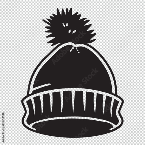 Simple beanie cap logo icon design, black vector illustration on transparent background