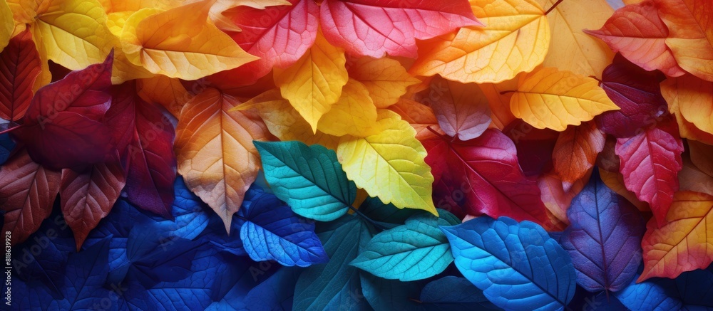 Autumn leaves create a vibrant and picturesque background offering a colorful and scenic copy space image