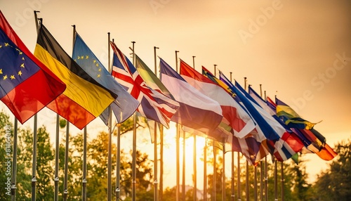 Unity in Motion: Flags of Europe Waving Proudly