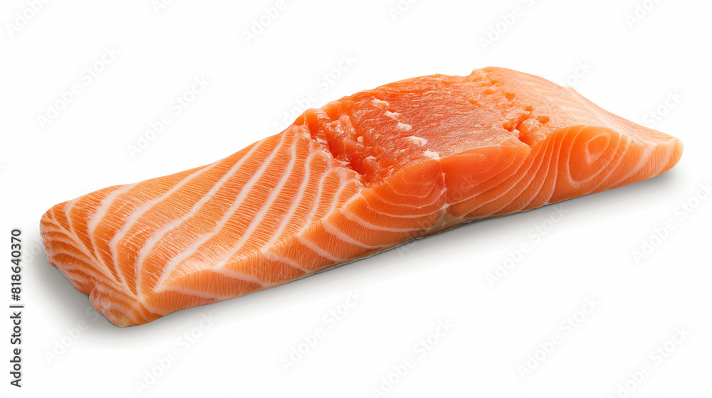 Fresh raw salmon fillet isolated on white background. 