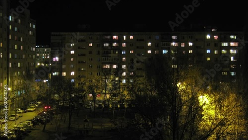 Wallpaper Mural Night time lapse of light in the windows of a multistory buildings. Life in a big city. 4k Torontodigital.ca