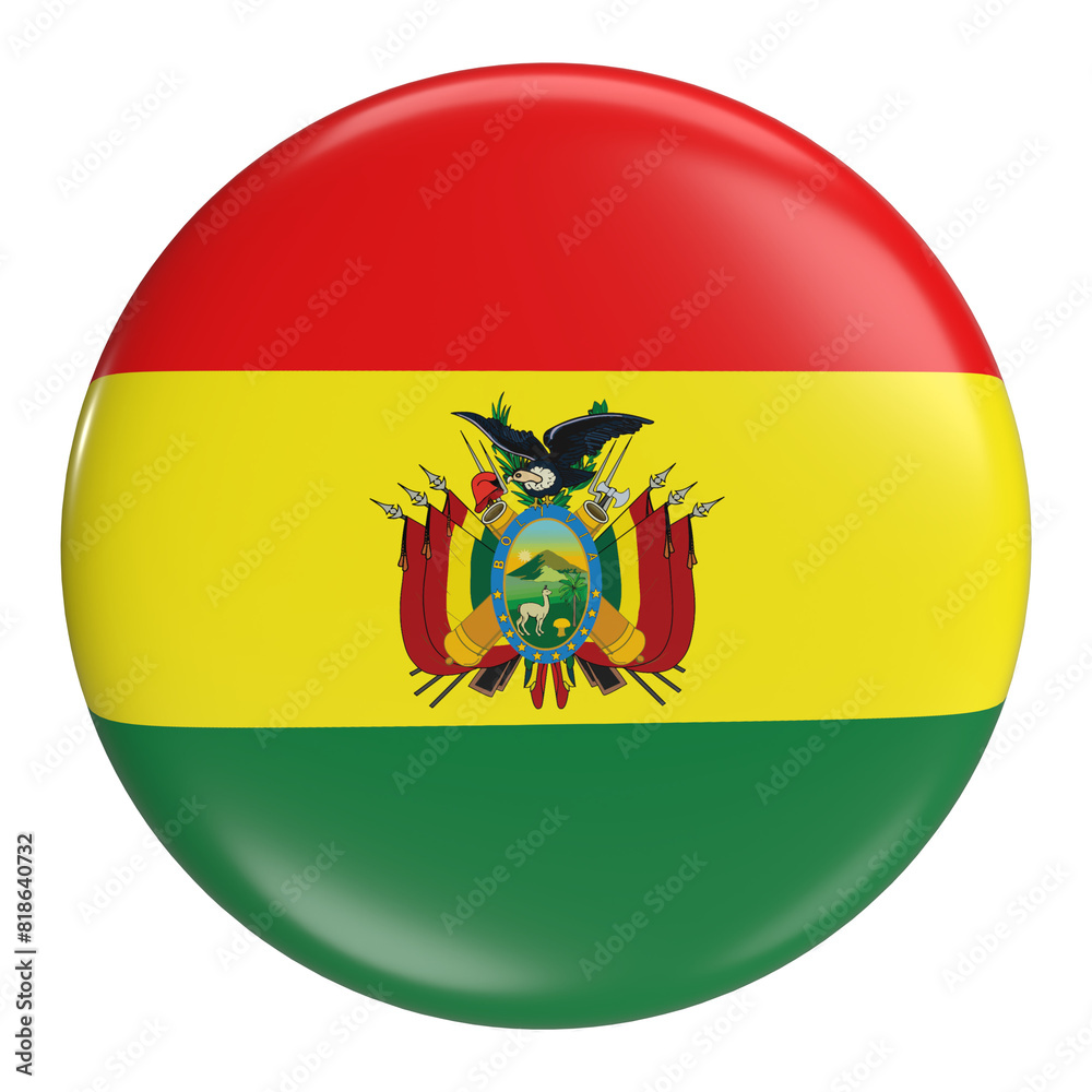 Fototapeta premium Bolivia round flag icon with transparent background