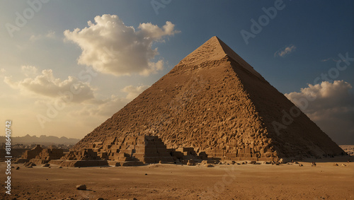 The image shows the Giza pyramid complex in Egypt.  