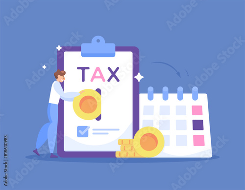 tax management. pay annual taxes. Tax staff pay taxes on time. controlling, planning and organizing tax aspects. schedule and payment. illustration concept design. graphic elements