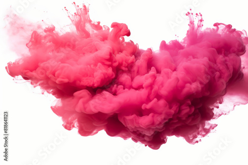 Pink smoke cloud on white background, pink fluffy cloud on white background