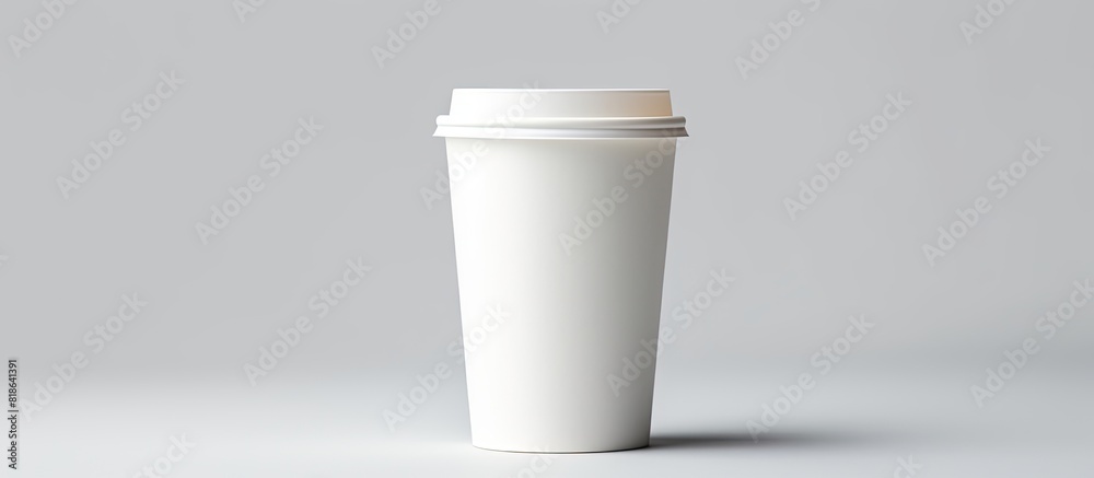 Copy space image of a coffee filled paper cup against a pristine white backdrop Copy space image of a coffee filled paper cup against a pristine white backdrop