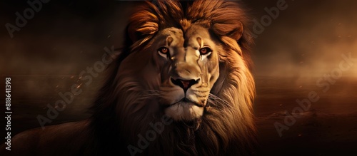 A magnificent lion captured in a stunning portrait Copy space image