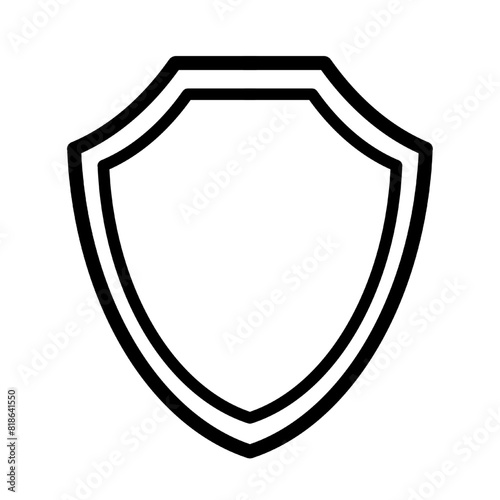 shield protection double outline icon. black shield frame icon sign isolated on white transparent background photo