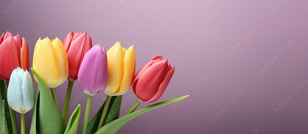 Fototapeta premium Copy space image featuring a beautiful assortment of vibrant tulips