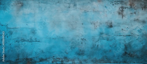 Blue and turquoise textured concrete wall with no objects or images occupying the space. Creative banner. Copyspace image © HN Works