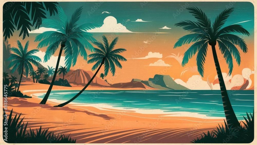 Stylized Coastal Sunset Artwork Stylized Coastal Sunset Artwork