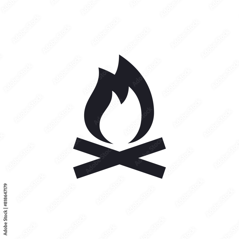 campfire icon, bonfire pictogram on white campfire icon, bonfire pictogram on white