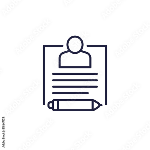 editor line icon with a person and pen photo
