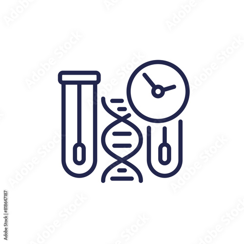 fast dna test line icon on white, vector